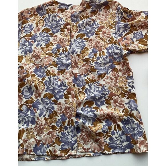 Vintage Evan Picone Vintage Women's Sz 12 Floral Button Up Blouse Long Sleeve - Picture 10 of 11